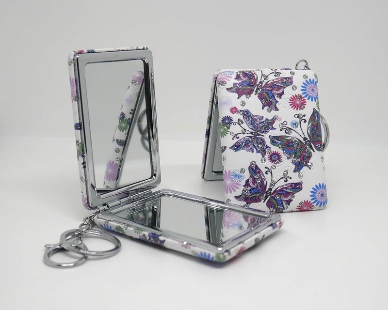 HAV CREATION HAV CREATION Compact Mirror for Women Men Rectangle DoubleSided Travel Makeup Mirror Pocket Mirror for Purse Keychain Handbag Tabletop Use 2Sided Cosmetic Mirror for Beauty  - Image 4