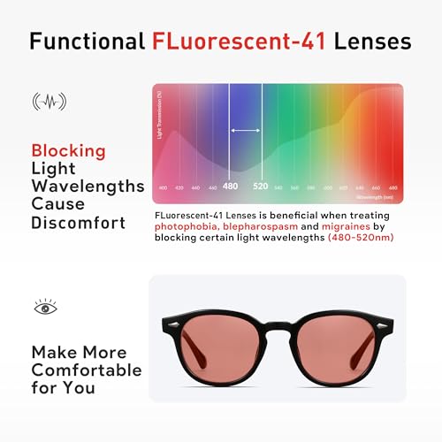 ZUVGEES Fluorescent-41 Pink Tinted Migraine Glasses Light Sensitivity Eyeglasses Indoor/Outdoor Photophobia Eyewear(Clear,000) - Image 4