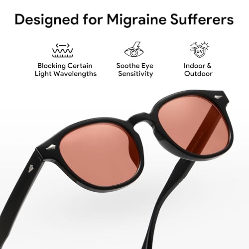 ZUVGEES Fluorescent-41 Pink Tinted Migraine Glasses Light Sensitivity Eyeglasses Indoor/Outdoor Photophobia Eyewear(Clear,000) - Image 3