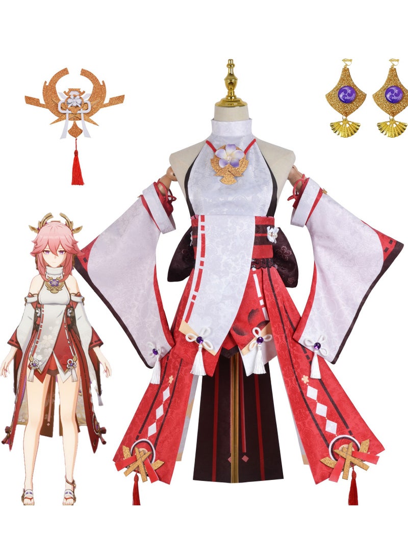Generic - Genshin Impact Yae Miko Upgraded Version Cosplay Costume Outfit Dress Full Set with Improved Fabric, Accessories - Image 1