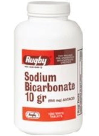 RUGBY LABORATORIES Rugby Sodium Bicarbonate 10 grains tablets relieve heartburn, antacid - 1000 ea 