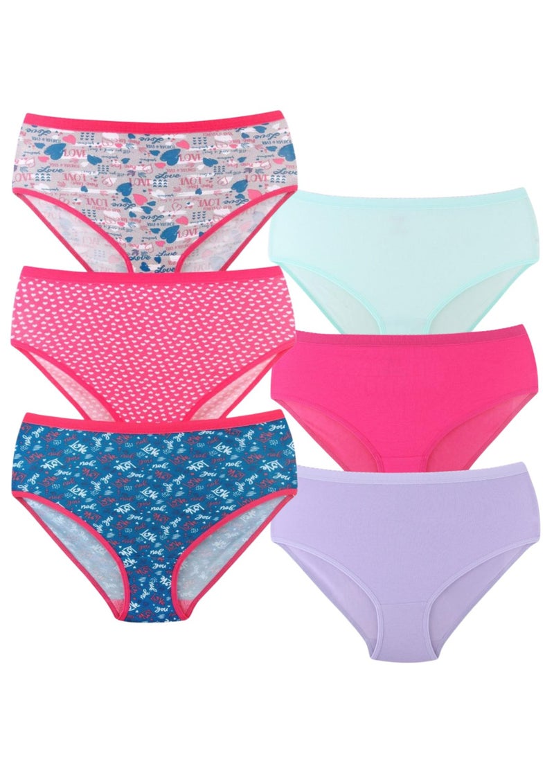 Kalia Pack of 6 Fleur Cotton Brief Panties Underwear for Women 