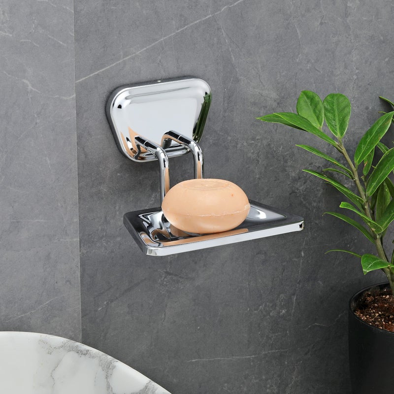 FORTUNE Bathroom Accessories Soap Dish Stainless Steel 304 Soap Case | Soap Holder | Soap Stand for Bathroom, Kitchen Sink Wall Mounted | Chrome Finish (Pack of 1) - Image 2