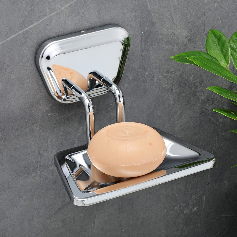FORTUNE Bathroom Accessories Soap Dish Stainless Steel 304 Soap Case | Soap Holder | Soap Stand for Bathroom, Kitchen Sink Wall Mounted | Chrome Finish (Pack of 1) - Image 1