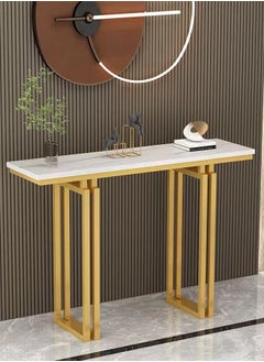fashionhome Modern Light Luxury Console Table Narrow Hallway Table Marble Look Tabletop Side Table with Metal Frame Entrance Table for Living Room and Entryway 100x30x80 cm  - Image 1