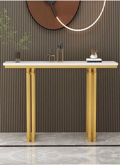 fashionhome Modern Light Luxury Console Table Narrow Hallway Table Marble Look Tabletop Side Table with Metal Frame Entrance Table for Living Room and Entryway 100x30x80 cm  - Image 2