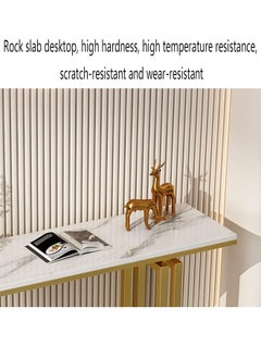 fashionhome Modern Light Luxury Console Table Narrow Hallway Table Marble Look Tabletop Side Table with Metal Frame Entrance Table for Living Room and Entryway 100x30x80 cm  - Image 3