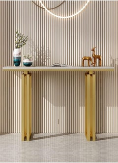 fashionhome Modern Light Luxury Console Table Narrow Hallway Table Marble Look Tabletop Side Table with Metal Frame Entrance Table for Living Room and Entryway 100x30x80 cm  - Image 5
