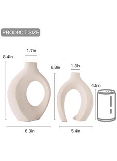 Emarald Emarald Modern Ceramic Aesthetic Vase Home Decor Set of 2 Table Decoration Flower Vase for Living Room, Bedroom, and Office Scandinavian Style Decorative Vases with Elegant Design Ideal for Home and Office Décor  - Image 4