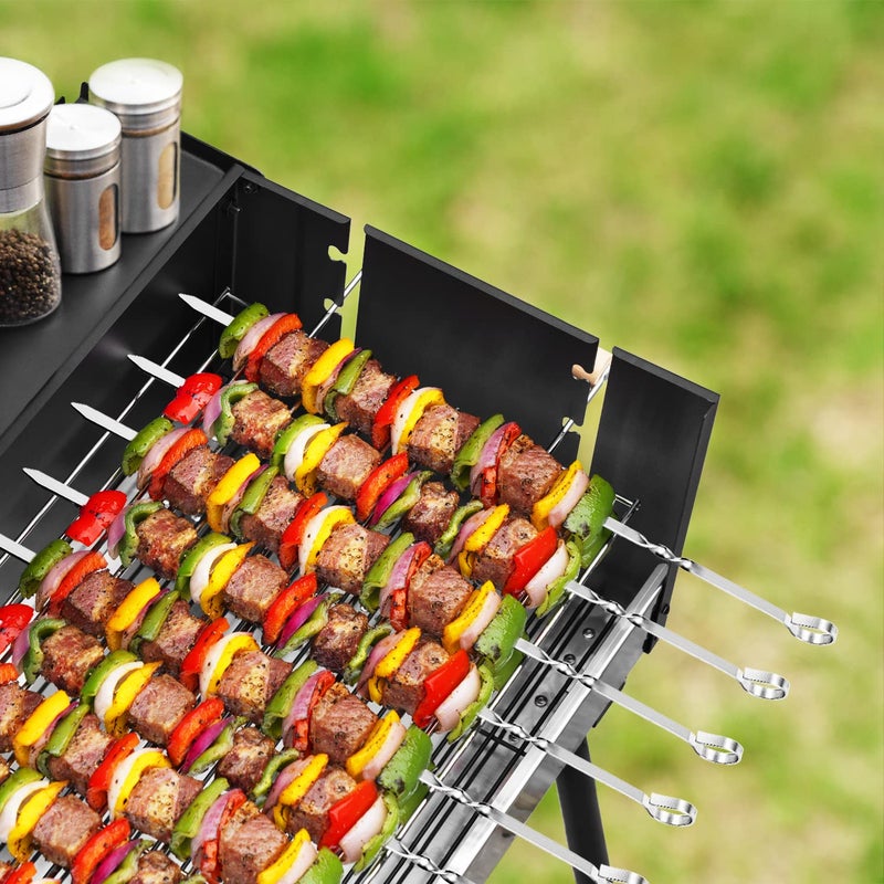 JY COOKMENT Kabob Skewers 14" Stainless Steel Long BBQ Barbecue Skewers, Flat Metal Kebob Sticks Wide Reusable Grilling Skewers for Meat Chicken, Set of 12pcs with Storage Bag by JY COOKMENT - Image 3