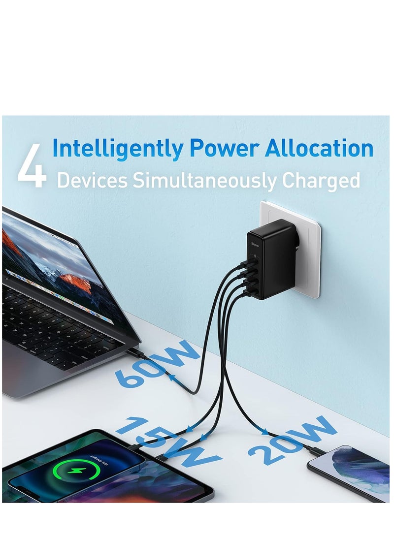 بيسوس شاحن USB C بقدرة 100 وات، شاحن سريع مزود طاقة بـ 4 منافذ PD PPS مع GaN، محول شحن لأجهزة MacBook Pro/Air، iPhone 15/14/13/12، iPad Pro، Galaxy S23، الكمبيوتر المحمول، Steam Deck، Apple Watch إلخ - Image 3