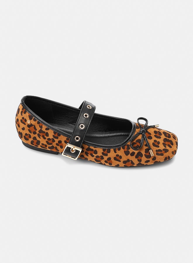 Dejavu Shoes WAH-DVTX-009 Print Mary Jane Flats with Buckle Strap For Women - Image 1