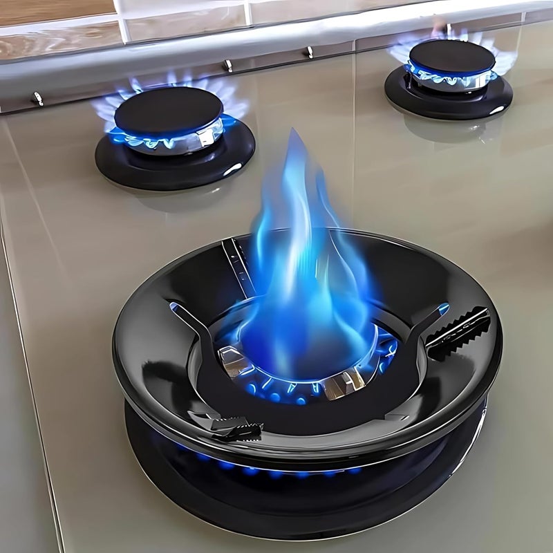 YourVendor YourVendor Gas Saver Burner Stand Gas Chula Burner Gas Saver Stand Jali Ring Fire Windproof Energy Saving Gas Chula Support Stand 4 Legs Supported For Indian Gas 07Mm Pack Of 2 Black Metal  - Image 4