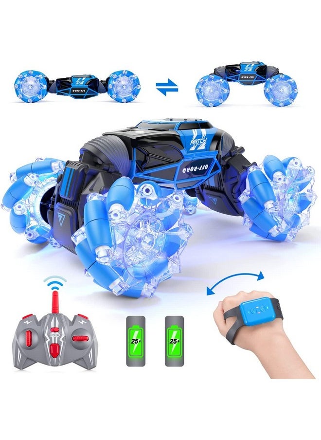 Powerextra Led Gesture Rc Car, 4Wd 2.4Ghz Remote Control Gesture Sensing Car, Double Sided 360° Rotating Transform Off Road Rc Stunt Car With Lights & Dance For 6-12 Year Old Boys & Girls  - Image 1
