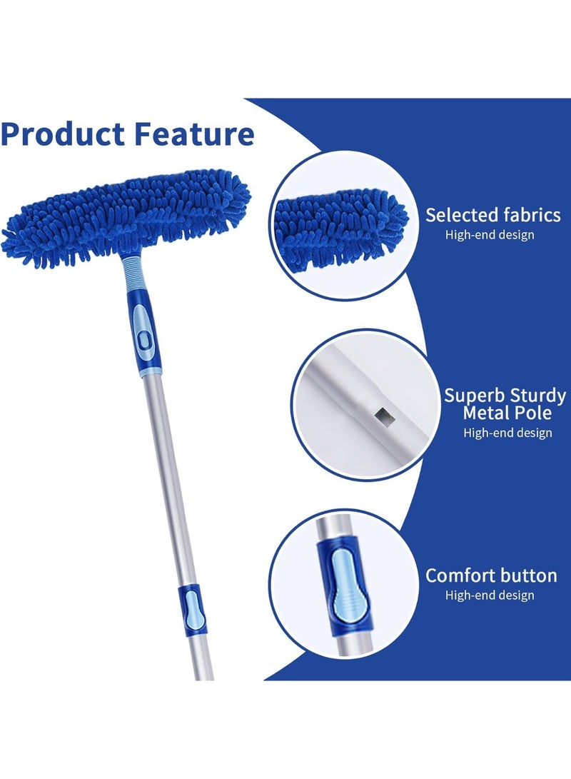 كيلا مجموعة ممسحة النوافذ الاحترافية، عمود ألومنيوم خفيف الوزن 62 بوصة، مجموعة أدوات تنظيف النوافذ الدوارة 2 في 1 مع عمود تمديد للتنظيف برأس قابل للانحناء للسيارة/الدش/النوافذ العالية - Image 3