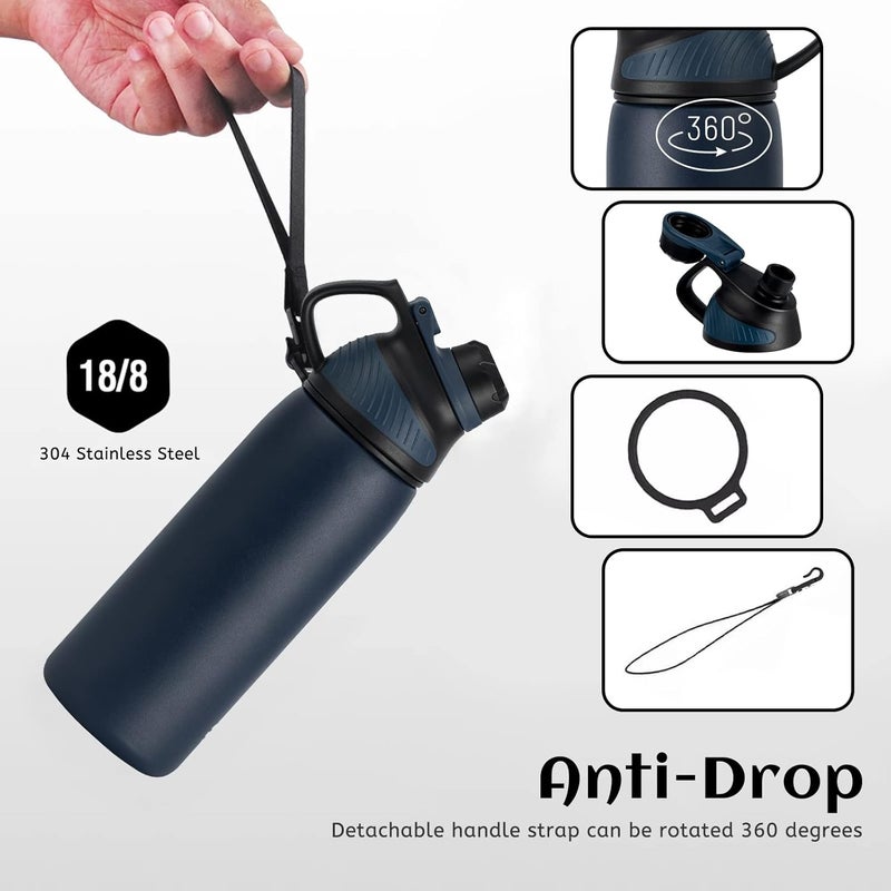 FjBottle Stainless Steel Water Bottle 600ml/800ml/1L/1.5L with Magnetic Lid, BPA Free Insulated Water Bottle, Sports Metal Water Bottle Hot&Cold Drinks Vacuum Flask Leak-Proof for Gym, Work, Travel - Image 3