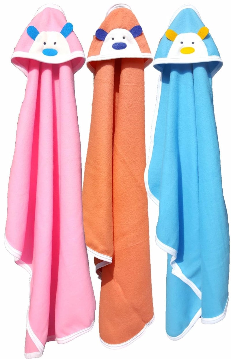 BRANDONN Newborn Original 3PCS.. Big Size (36 X 27) Cute Baby Blankets for Babies (Orange, Pink, Blue; Pack of 3) - Image 1