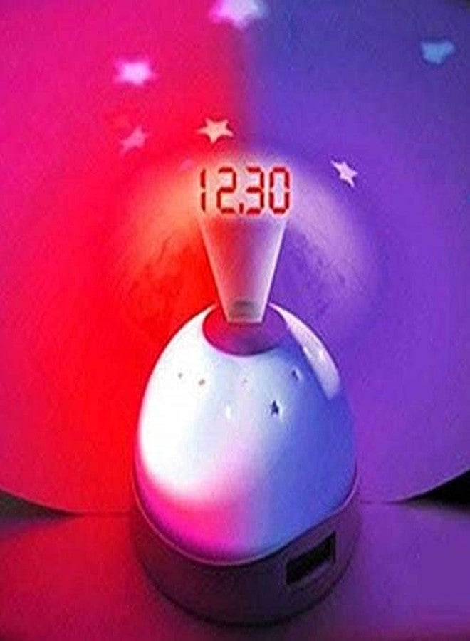 TUZECH Kids Night Sky Moon Stars Projection Clock with Color Changing Flashing LED Lights Alarm LED Digital Clock (Multicolor)(Set of 2) - Image 4