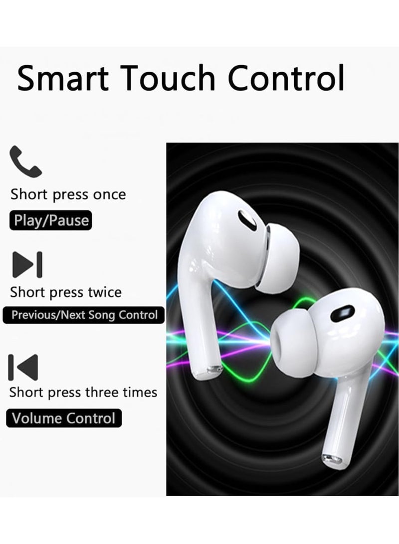 Wireless Earbuds Bluetooth 5.3 Headphones Noise Cancelling Air Buds Pods 3D Stereo Ear pods in-Ear Ear Buds with Deep Bass Earphones Sport Headsets for Android/Samsung/Apple iPhone White - Image 2