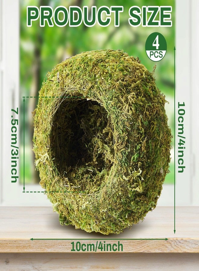 Tinideya 4 Pcs Mossy Cave Hide Artificial Green Reptile Mossy Hideout 4 Inch Humidity Crested Gecko Tank Decor for Pet Reptile Frogs Snakes Turtle Spider Lizard Chameleon, Terrarium Vivarium Decor - Image 2