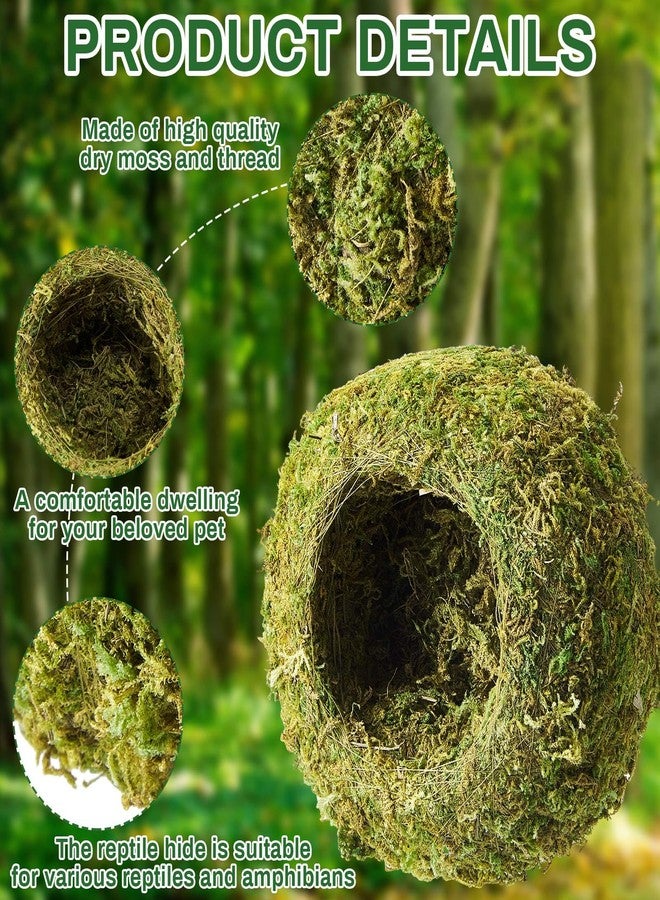 Tinideya 4 Pcs Mossy Cave Hide Artificial Green Reptile Mossy Hideout 4 Inch Humidity Crested Gecko Tank Decor for Pet Reptile Frogs Snakes Turtle Spider Lizard Chameleon, Terrarium Vivarium Decor - Image 3