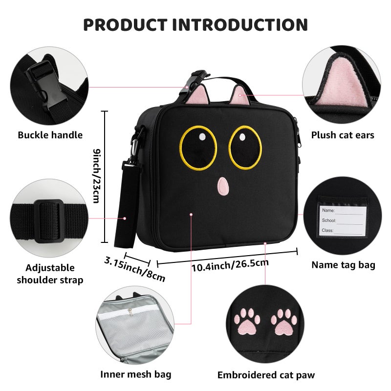 Easozoom Insulated Lunch Bag lonchera for Teen Girl Boy Kid Bento Box Reusable Large Capacity Portable Waterproof Leakproof with Name Tag to School Office Picnic Travel (1PCS Lunch Bag) (Black) - Image 3