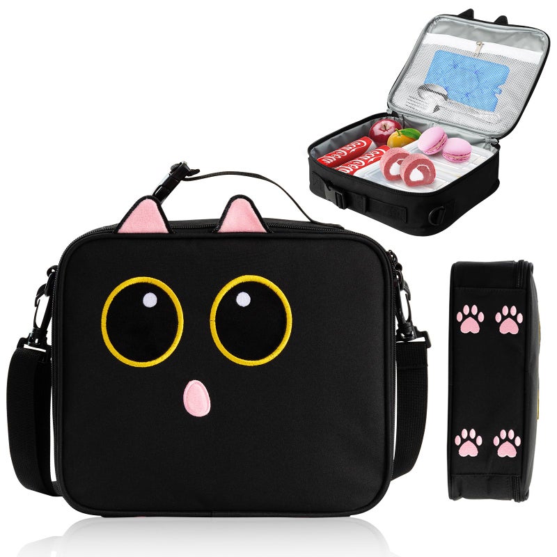 Easozoom Insulated Lunch Bag lonchera for Teen Girl Boy Kid Bento Box Reusable Large Capacity Portable Waterproof Leakproof with Name Tag to School Office Picnic Travel (1PCS Lunch Bag) (Black) - Image 1