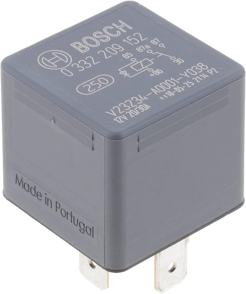 Bosch 0332209152 Mini Relay 12V 30A with Diode, IP5K4, 5 Pin - Image 1