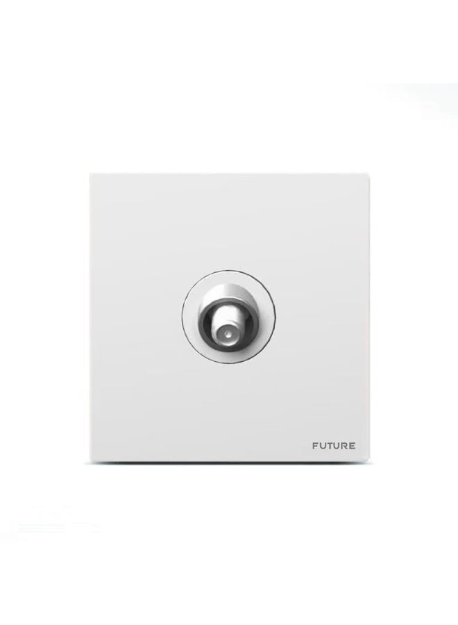 FUTURE TV Coaxial Socket – Single Gang Wall Plate for TV Aerial Cable Connection – Durable White Finish, Easy Fit Coax Outlet – Ideal for Home, Office, or Satellite TV Setup