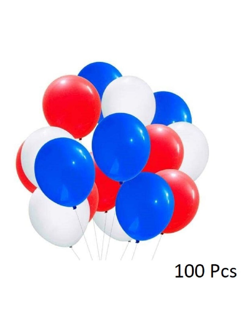 Boxwoods 100 Pcs Of Red Blue White Latex Balloons for Patriotic Theme, Super Hero Birthday, Independence Day And Graduation Party Decorations - Image 1