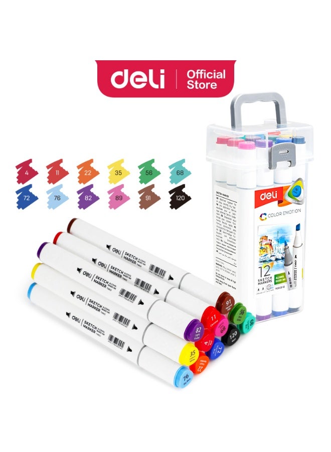 Deli Emotion Sketch Markers, 12 Colors - Image 1