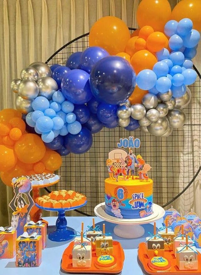 Biapian Blue and Orange Balloons, 50 Pcs 12 Inch Orange Royal Blue Metallic Silver Balloons with Ribbons for Birthday Party Wedding Baby Shower Graduate Decorations - Image 5