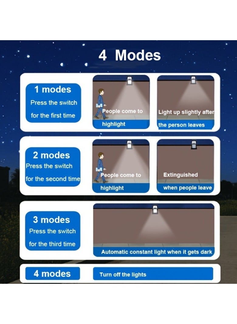 ارواق مصابيح استشعار الحركة الخارجية بالطاقة الشمسية، 45 مصباح LED، قابلة للتثبيت في 4 أوضاع إضاءة مع بطارية ليثيوم 1500 مللي أمبير في الساعة للفناء والشرفة والجدار والمرآب والطوارئ، لا تتطلب التركيب - Image 5