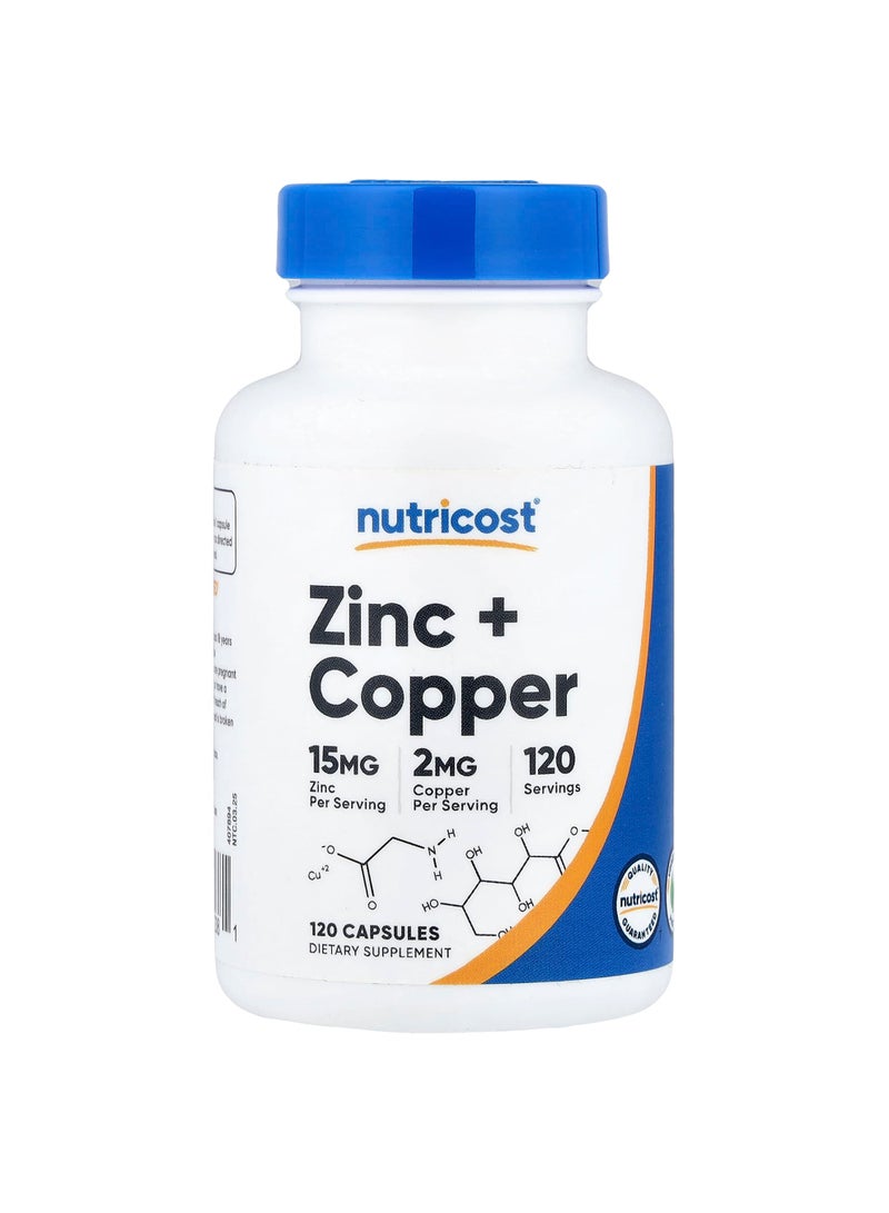 Nutricost Zinc + Copper, 120 Capsules