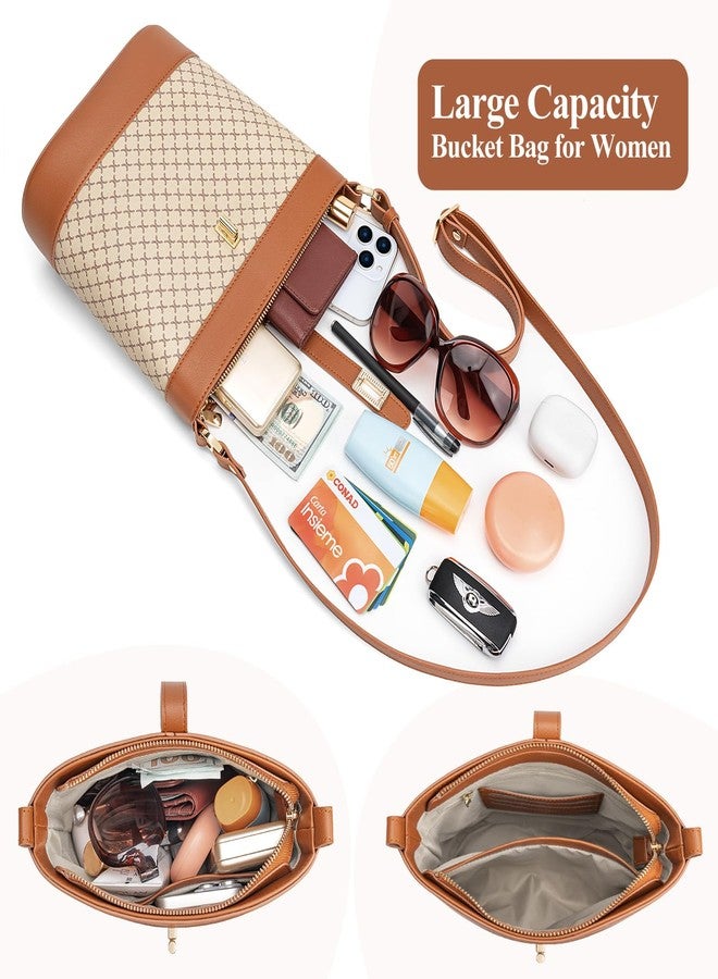 Peacocktion Bucket Bags for Women Trendy Vegan Leather Small Crossbody Purses Designer Shoulder Handbag - Image 2