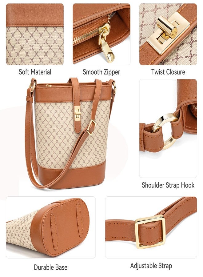 Peacocktion Bucket Bags for Women Trendy Vegan Leather Small Crossbody Purses Designer Shoulder Handbag - Image 4