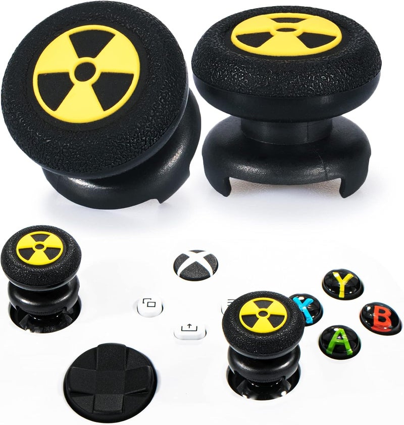 PlayRealm FPS Thumbstick Extender & 3D Texture Rubber Silicone Grip Cover 2 Sets for Xbox Series X/S & Xbox One Controller(Radiation Black) - Image 1