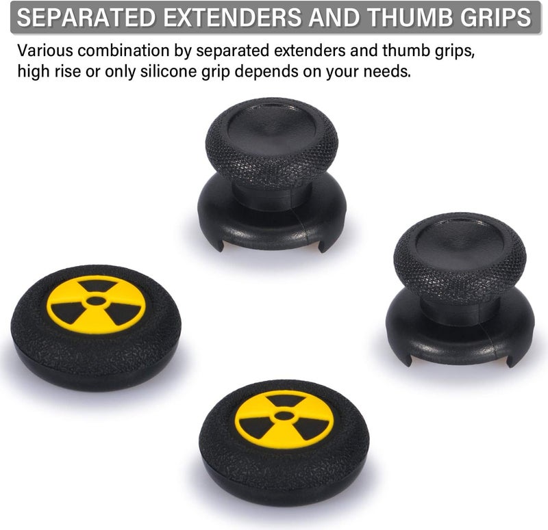 PlayRealm FPS Thumbstick Extender & 3D Texture Rubber Silicone Grip Cover 2 Sets for Xbox Series X/S & Xbox One Controller(Radiation Black) - Image 3