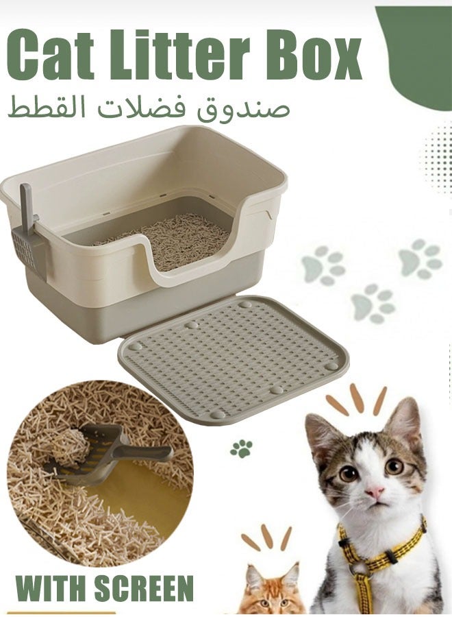 Cat Litter Tray Box,Litter Box with High Side,Anti-Splashing Cats Litters Pan,Kitten Toilet with Litter Sifting Scoop,with Free Scoop Kitten High Side Large Cat Litter Tray for Big & Multiple Cats, Easy Cleaning Kitty Litter Box Anti-Leakage, Including Scoop - Image 1