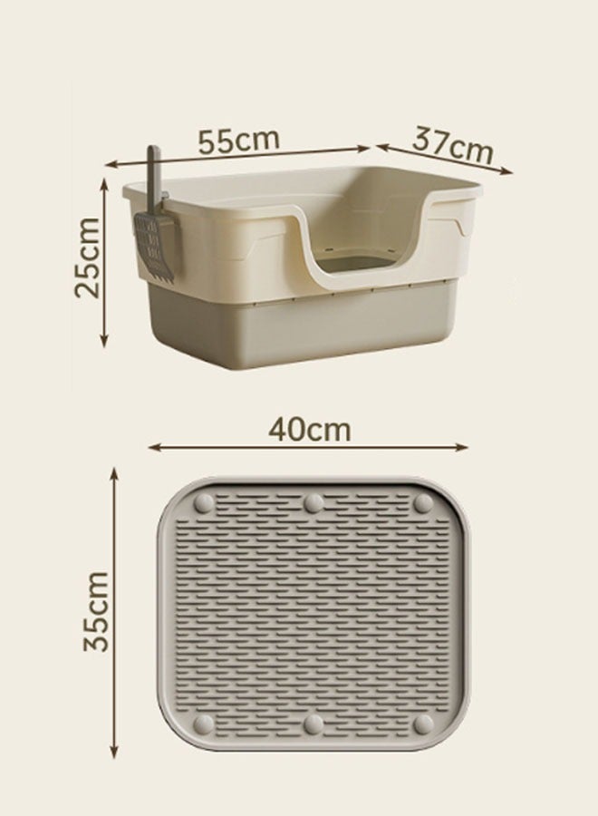 Cat Litter Tray Box,Litter Box with High Side,Anti-Splashing Cats Litters Pan,Kitten Toilet with Litter Sifting Scoop,with Free Scoop Kitten High Side Large Cat Litter Tray for Big & Multiple Cats, Easy Cleaning Kitty Litter Box Anti-Leakage, Including Scoop - Image 2