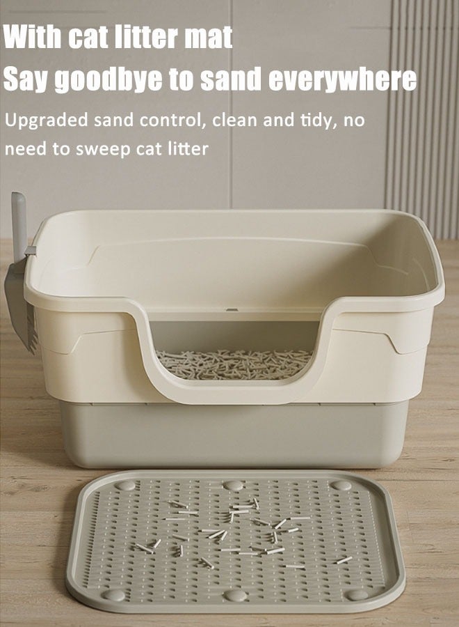 Cat Litter Tray Box,Litter Box with High Side,Anti-Splashing Cats Litters Pan,Kitten Toilet with Litter Sifting Scoop,with Free Scoop Kitten High Side Large Cat Litter Tray for Big & Multiple Cats, Easy Cleaning Kitty Litter Box Anti-Leakage, Including Scoop - Image 4