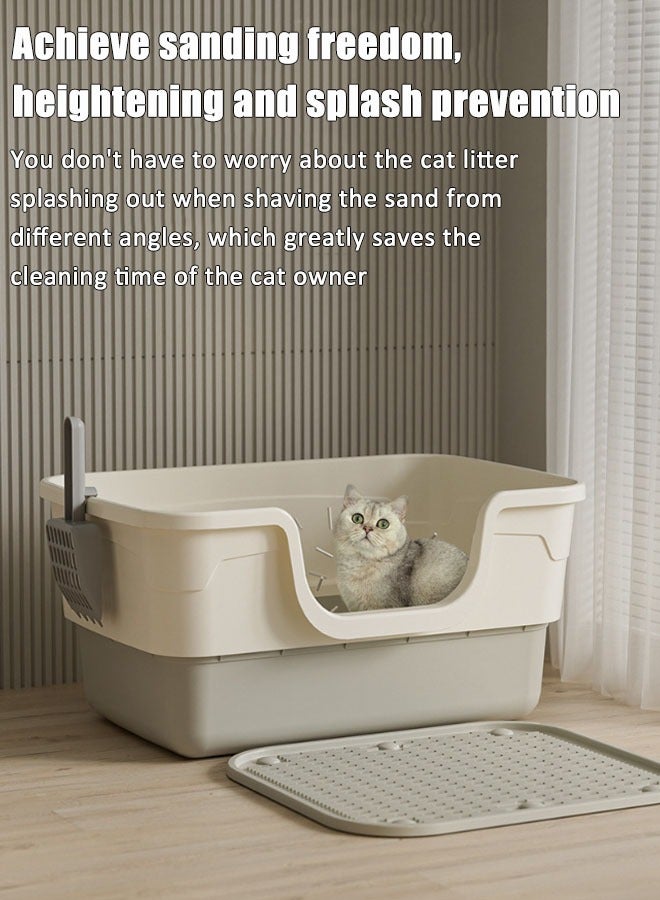 Cat Litter Tray Box,Litter Box with High Side,Anti-Splashing Cats Litters Pan,Kitten Toilet with Litter Sifting Scoop,with Free Scoop Kitten High Side Large Cat Litter Tray for Big & Multiple Cats, Easy Cleaning Kitty Litter Box Anti-Leakage, Including Scoop - Image 5