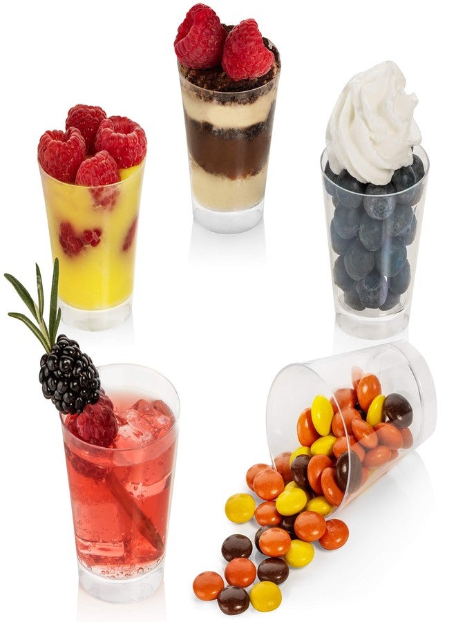 LSR LORESO Mini Dessert Cups 2 oz 96 Count - Round Clear Plastic Cups for Party, Plastic Small Serving Dessert Bowls, Shooter Cups for Sampling & Tasting - Reusable 96CT - Image 3