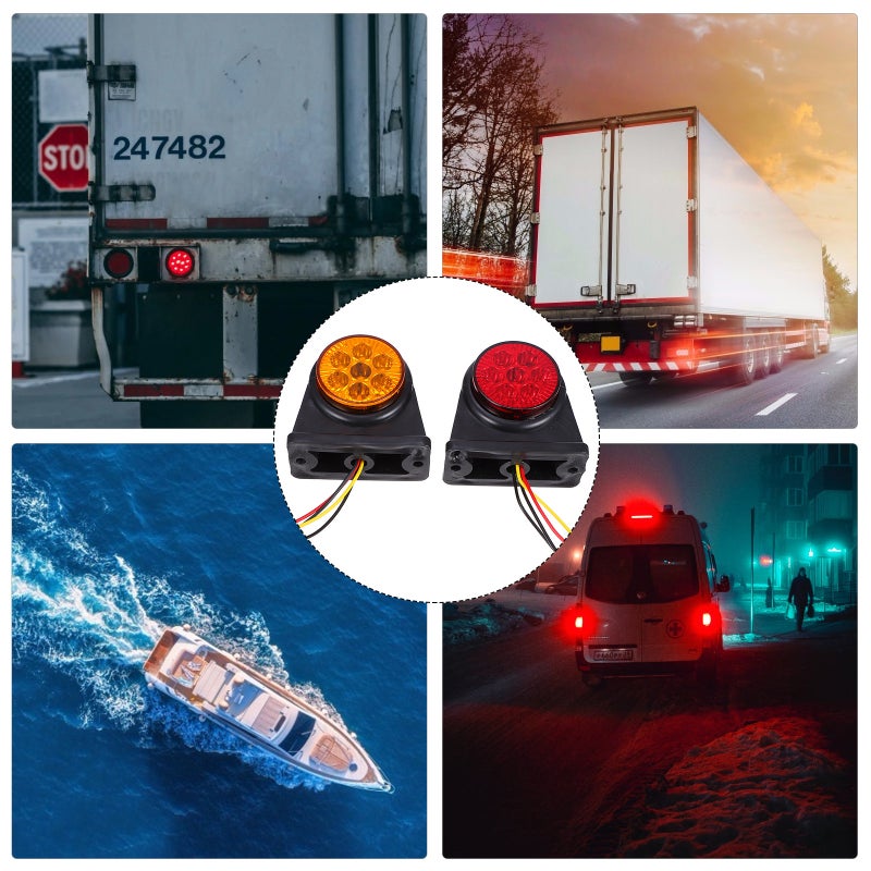 2pcs Practical Double-side Trailer Rear Light High Brightness Lorry Warning Lamp - Image 1