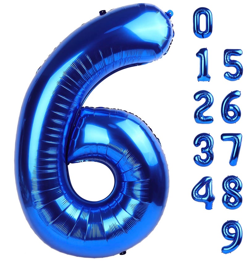 Mluchee 6 Balloon Number 40 Inch 6 7 Birthday Decorations 6 Year Old Birthday Balloon for Boy Girl Navy Blue 16 26 60 65 Numbers Balloons Birthday Party - Image 2