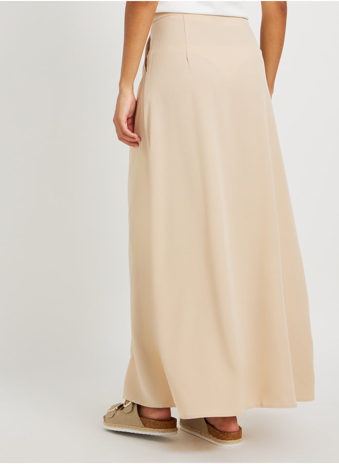Take Two Solid Pleated A-Line Maxi Skirt  - Image 4
