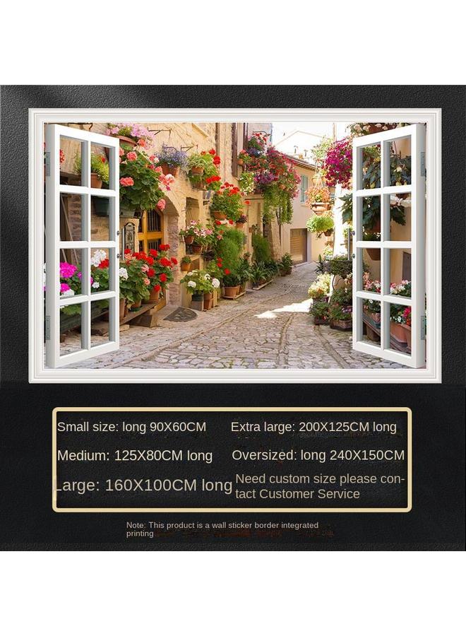 Bluejw Fake Window Self-adhesive 3D Wall Stickers Living Room Decorative Painting Bedroom Landscape Nature Waterproof Wall Stickers Wallpaper - Image 1