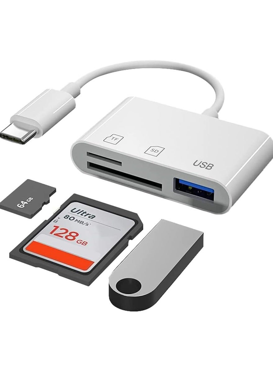3 in 1 Multifunction USB C SD Card Reader, Type C to USB C Adapter Card Reader, TF Card Adapter Support Dual Reading and Writing