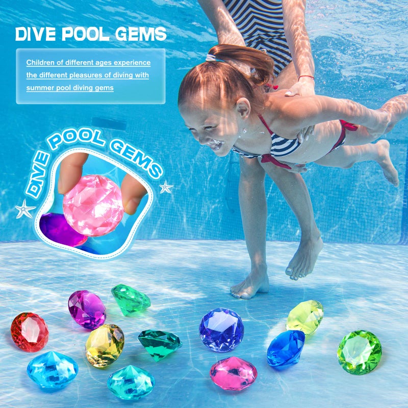 DISHIO Diving Gem Pool Toy 10PCS DISHIO Big Colorful Diamond Diving Toy with Treasure Box Chest Pirate Pool Toys for Kids Toddlers Underwater Sinking Dive Gemstone for Swimming Bath Birthday Party Decoration - Image 4