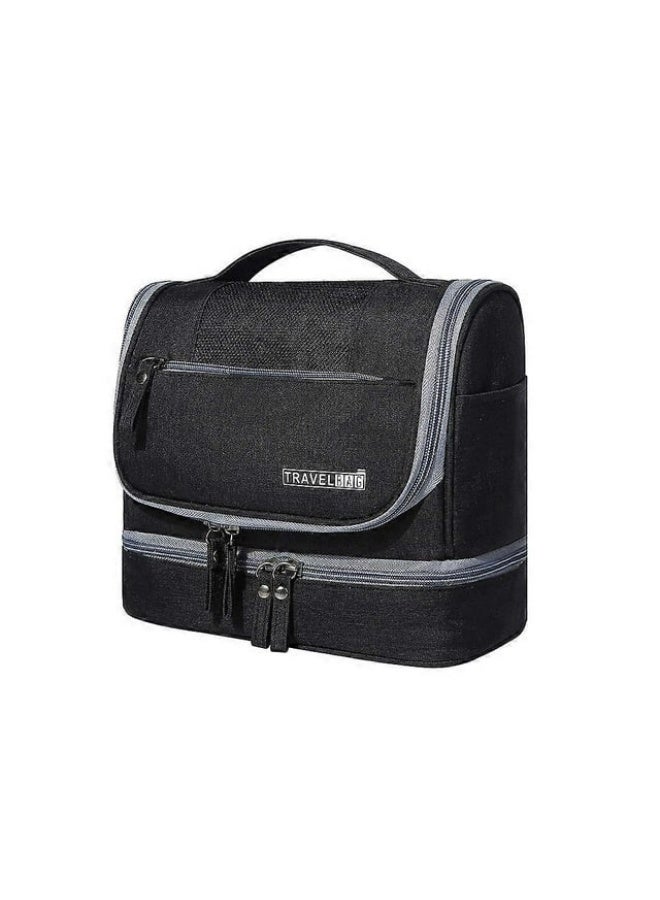 Large hanging toiletry bag for travel camping, men's toiletry bag, women's cosmetic bag, toiletry bag for hanging with carrying handle with hook (Black) - Image 1